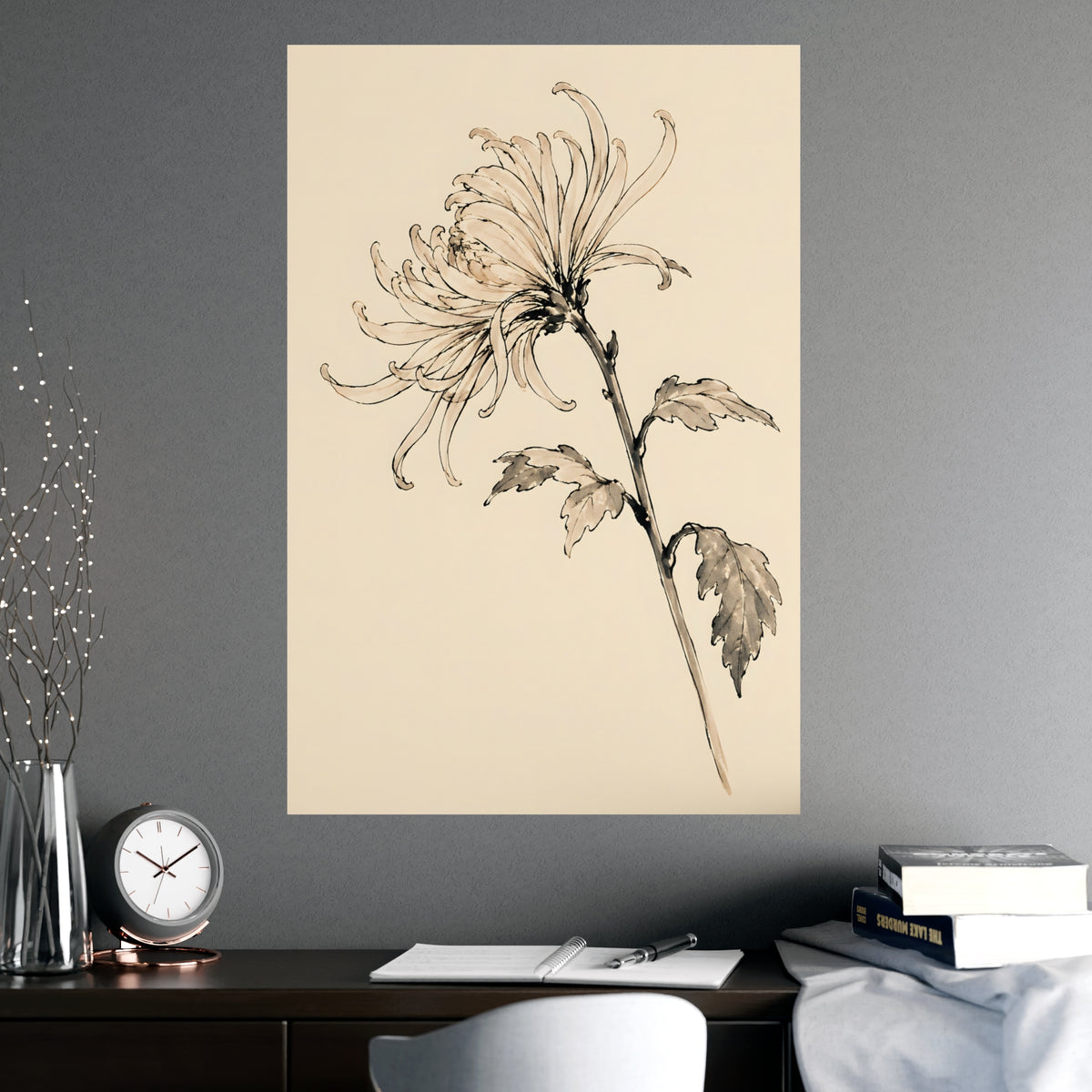 Chrysanthemum — chrysanthemum, shown framed on a wall
