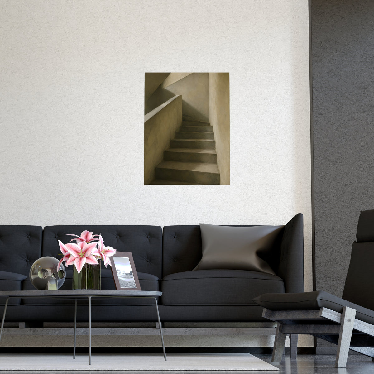 Concrete Stairwell — concrete stairwell, shown framed on a wall
