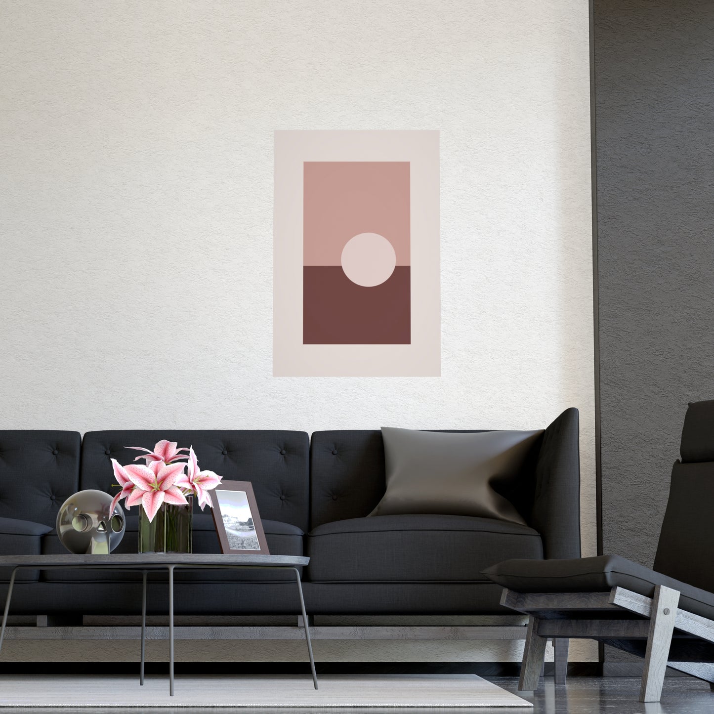 Dusty Rose Sun Landscape Wall Art | Living Room Print