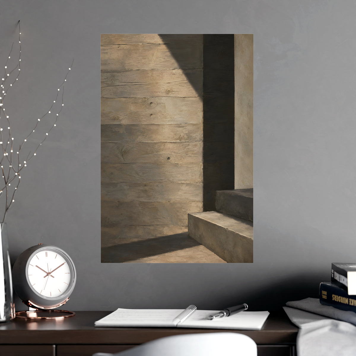 Board-Formed — board-formed, shown framed on a wall