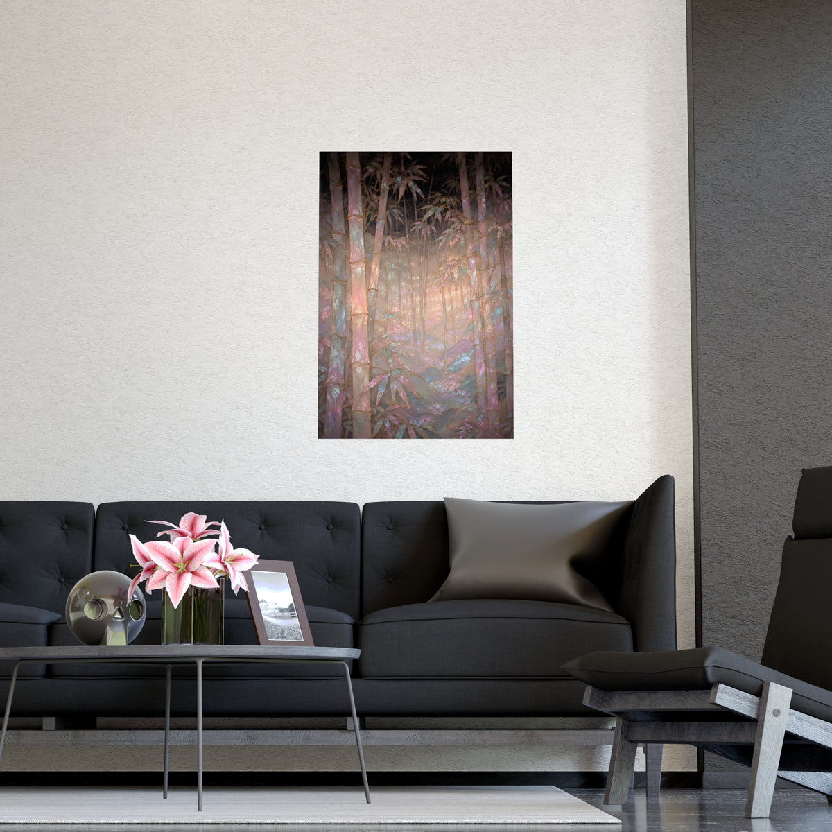 Bamboo in Mist — bamboo in mist, shown framed on a wall