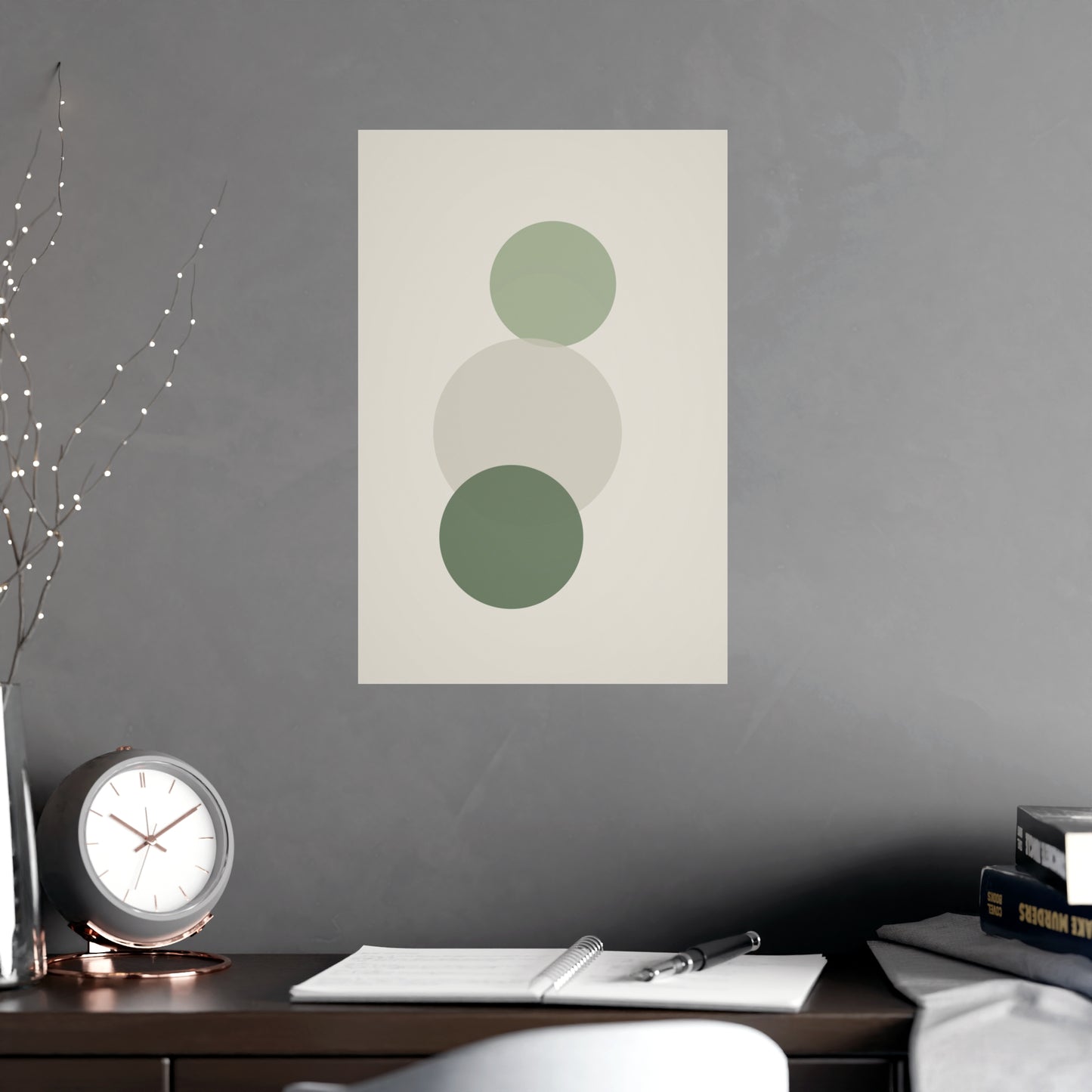 Sage Neutral Circles Boho Wall Art | Living Room Print