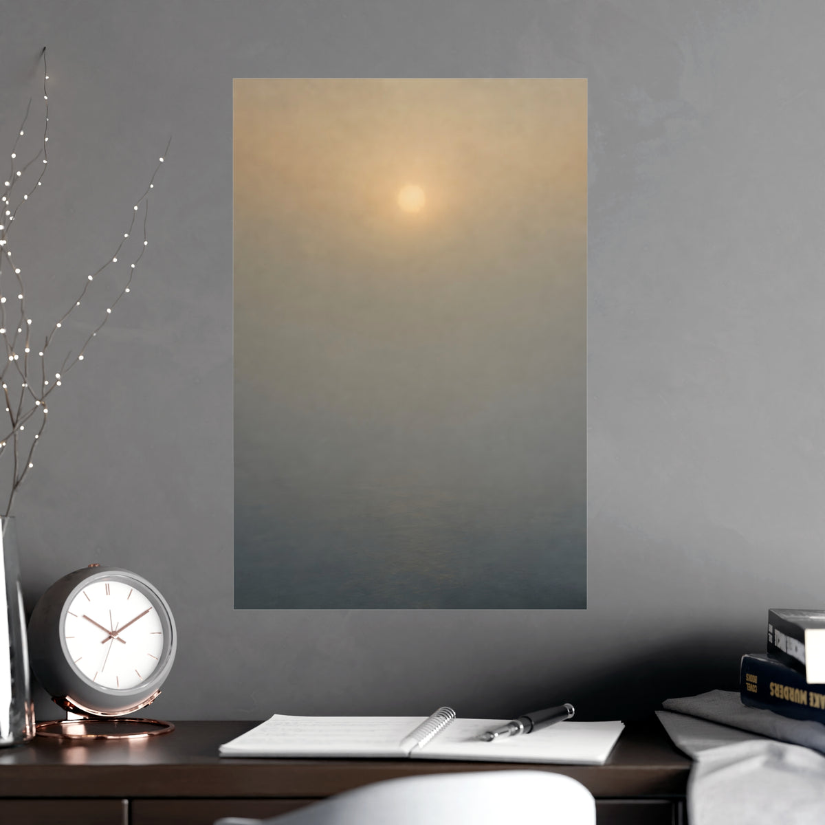 Sun Behind Fog — sun behind fog, shown framed on a wall