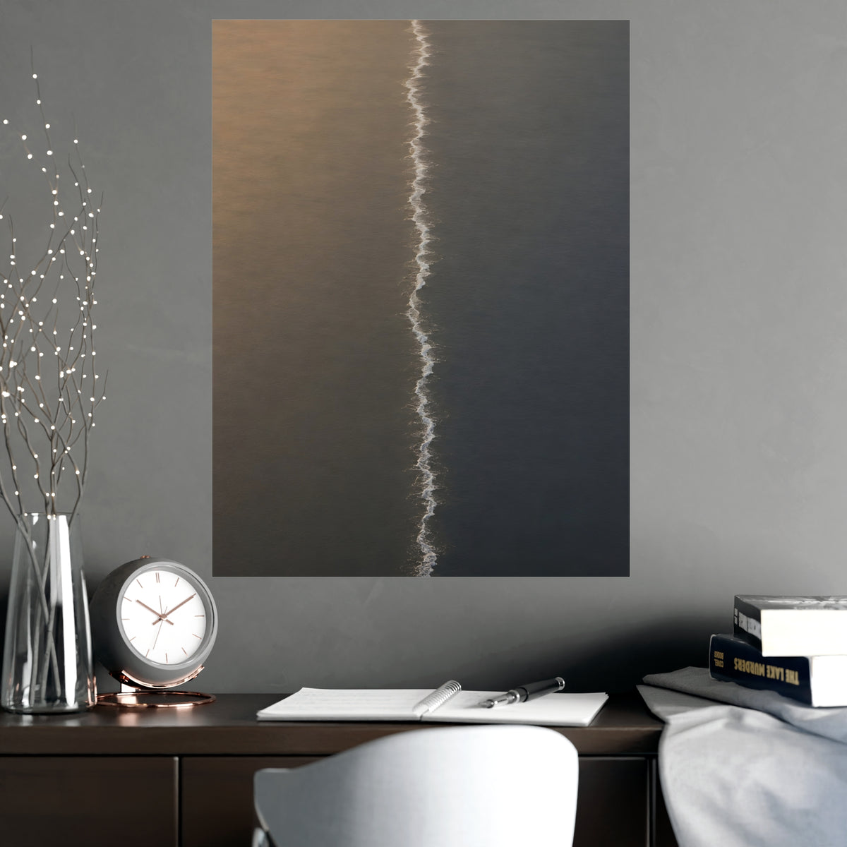 One Line, from Above — one line, from above, shown framed on a wall