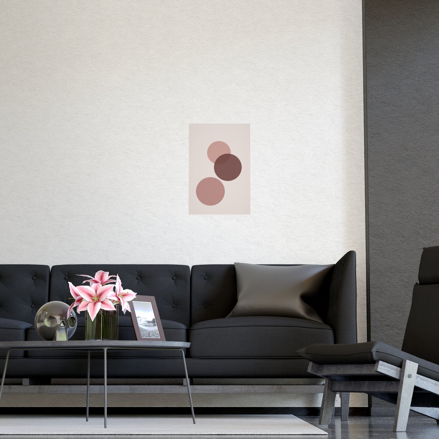 Dusty Rose Circles Modern Wall Art | Living Room Print