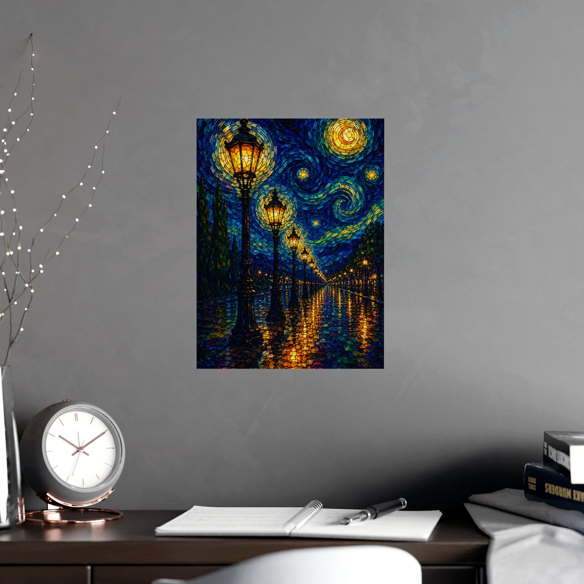Avenue of Lamps — avenue of lamps, shown framed on a wall