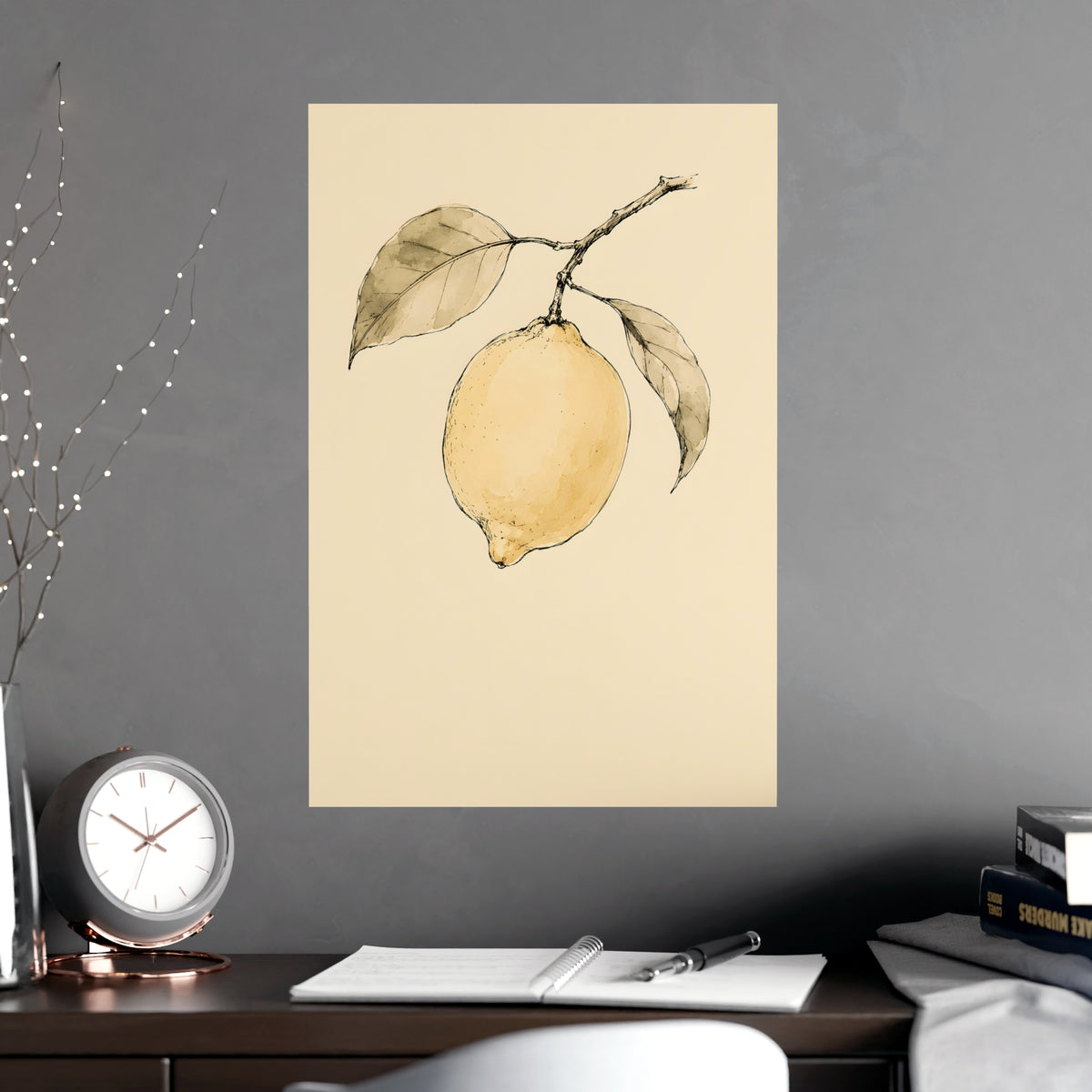 Lemon Branch — lemon branch, shown framed on a wall