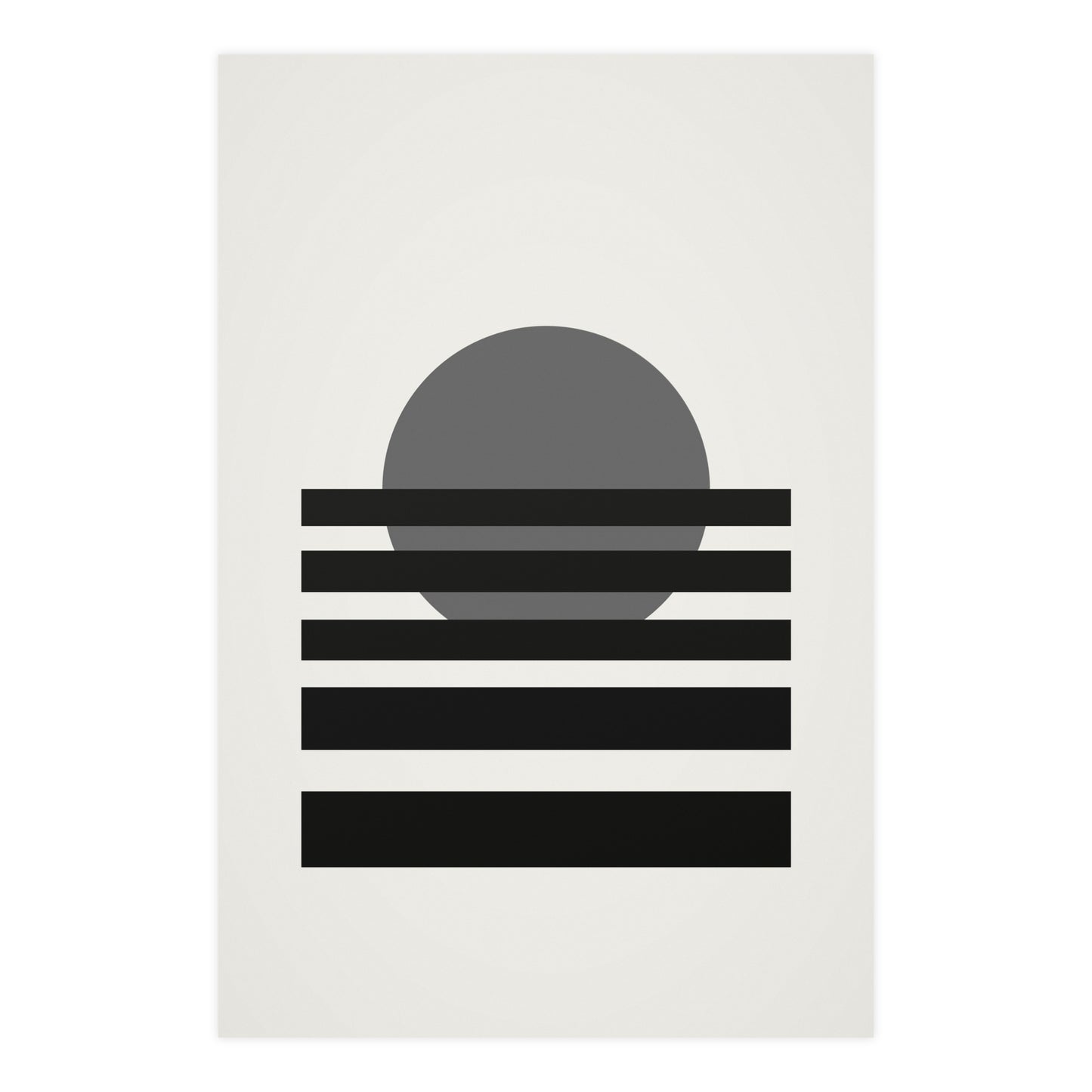 Charcoal Cream Sunset Landscape Wall Art | Living Room Print