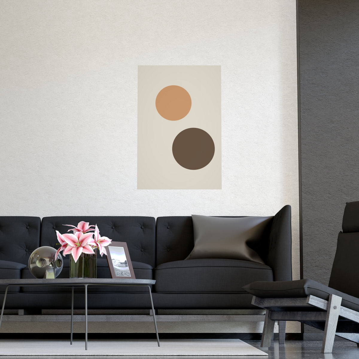 Warm Earth Circles Boho Wall Art — circles in a warm earth palette, shown framed on a wall