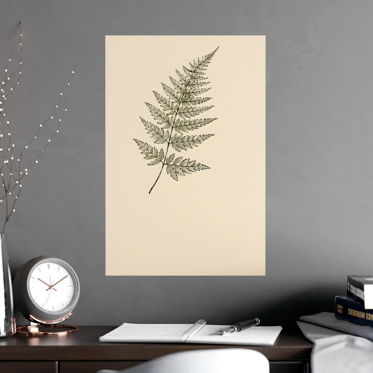 Fern Frond — fern frond, shown framed on a wall