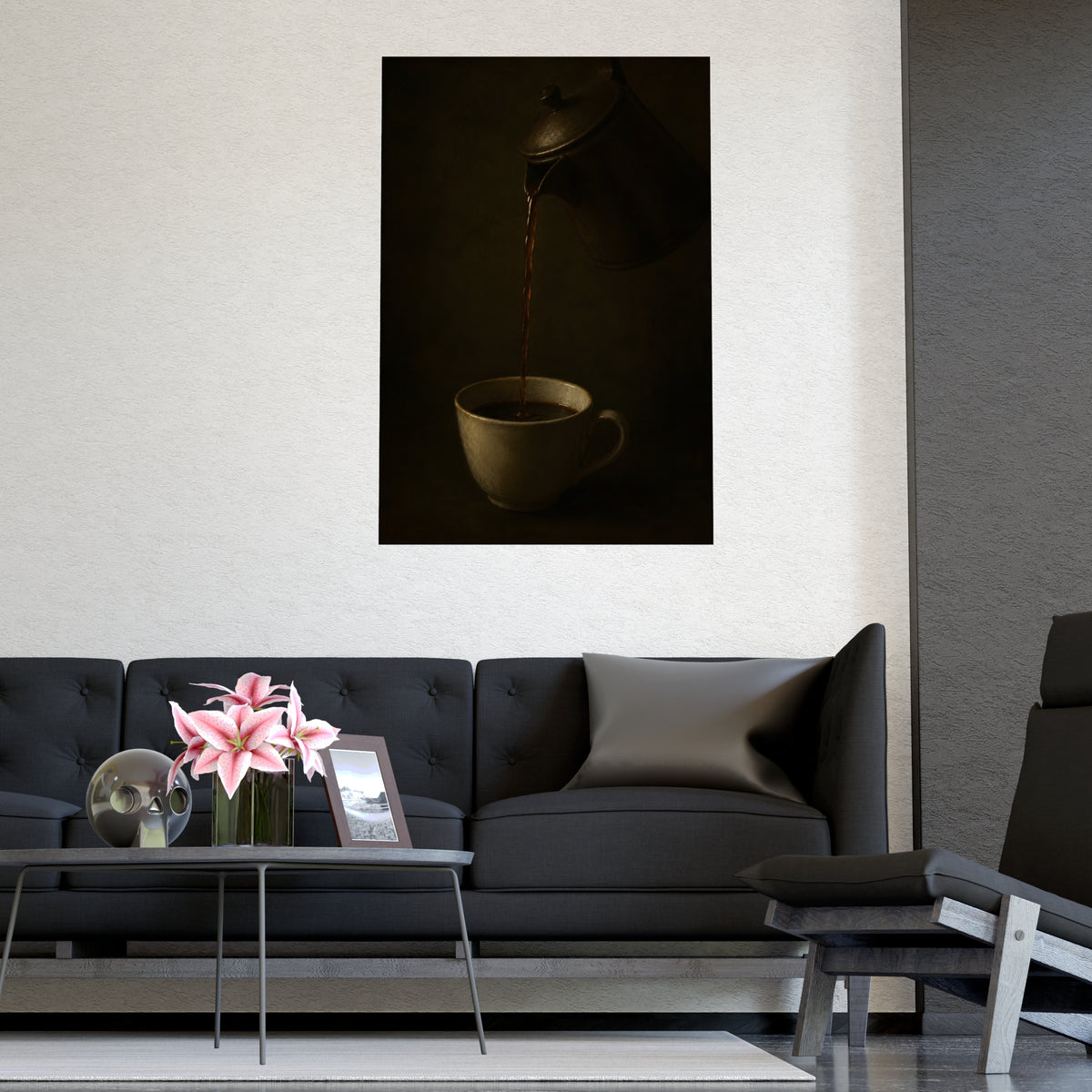 The Pour — the pour, shown framed on a wall