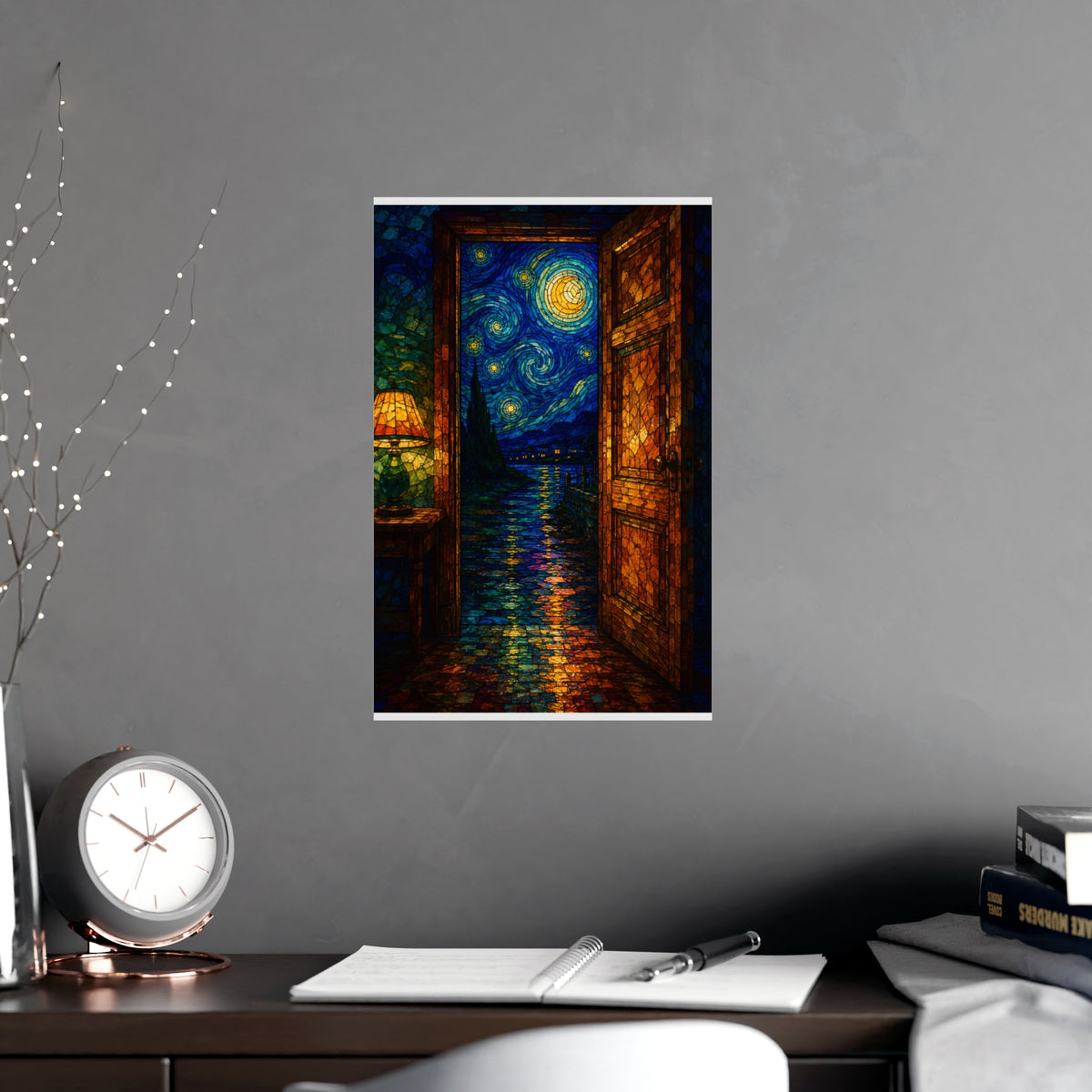 Out through the Door — out through the door, shown framed on a wall