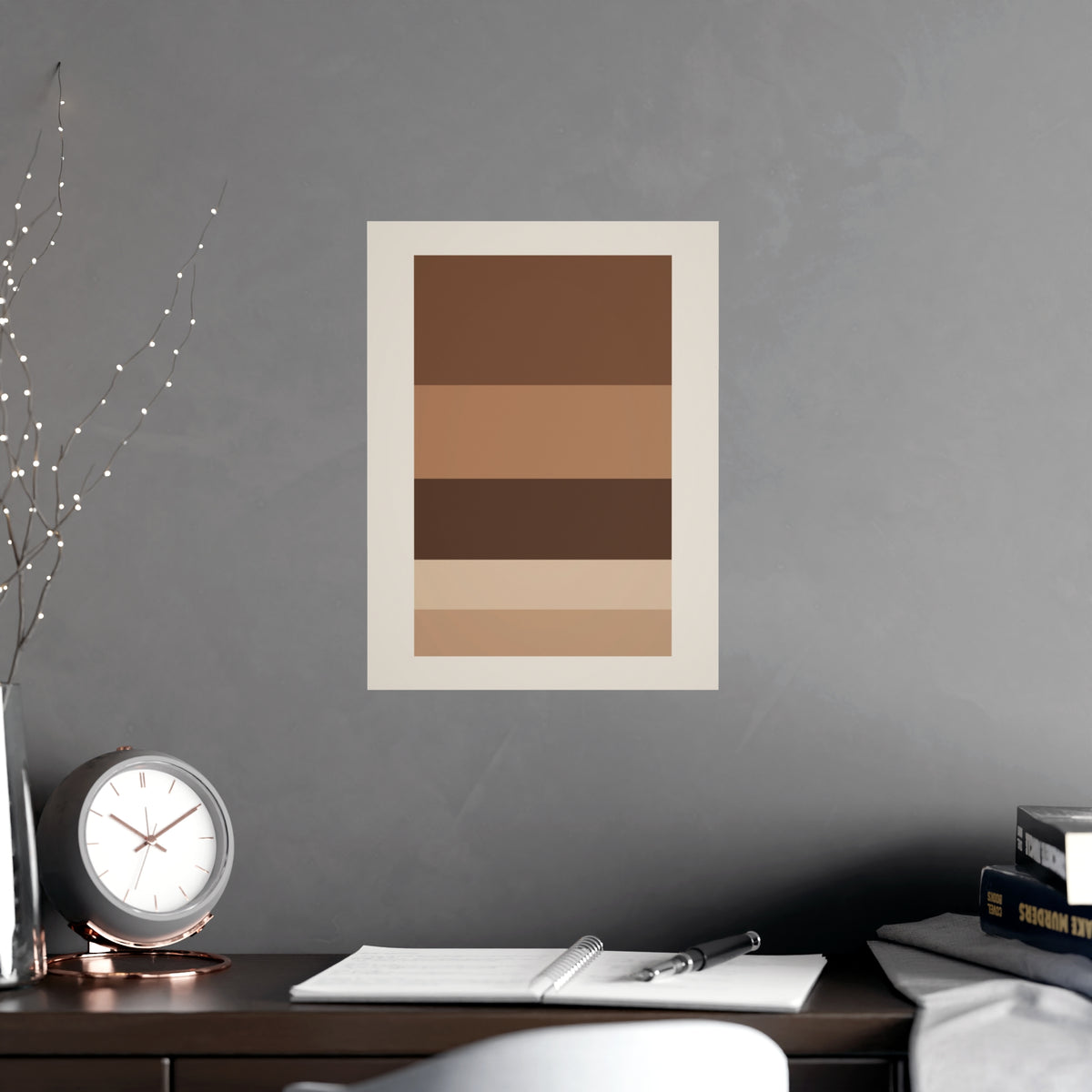 Sand Clay Blocks Modern Wall Art — blocks in a sand clay palette, shown framed on a wall
