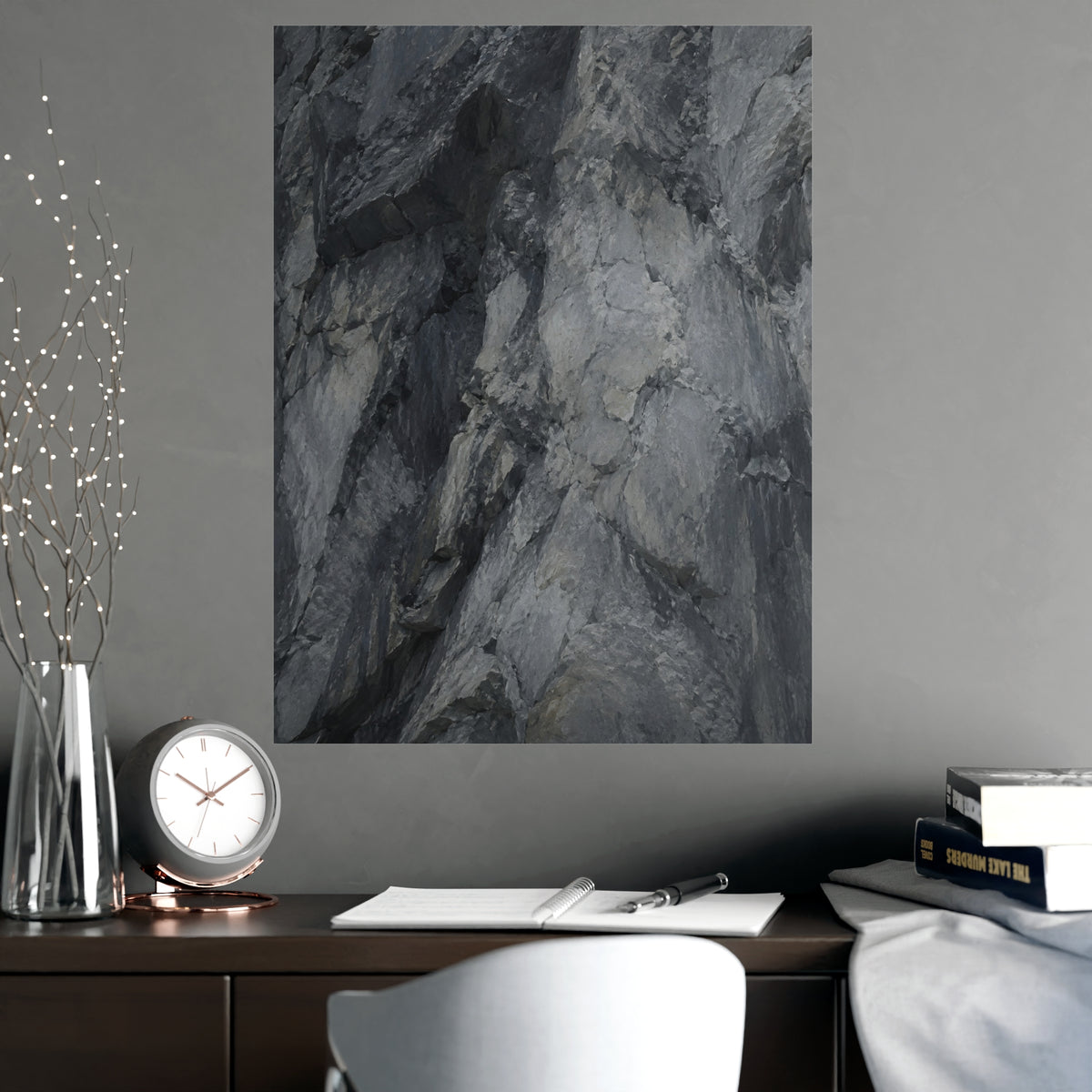 Rock Face — rock face, shown framed on a wall