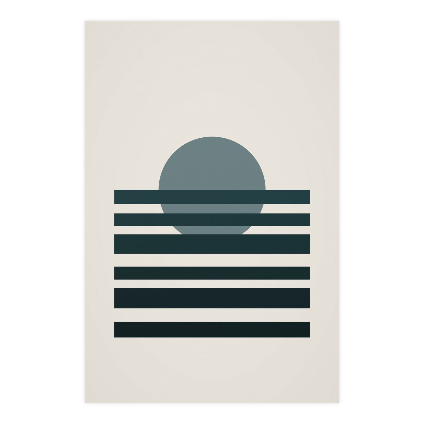 Deep Teal Sunset Landscape Wall Art | Living Room Print