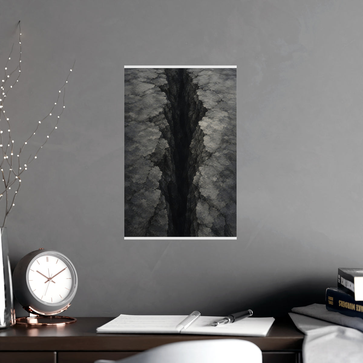 Fissure, from Above — fissure, from above, shown framed on a wall