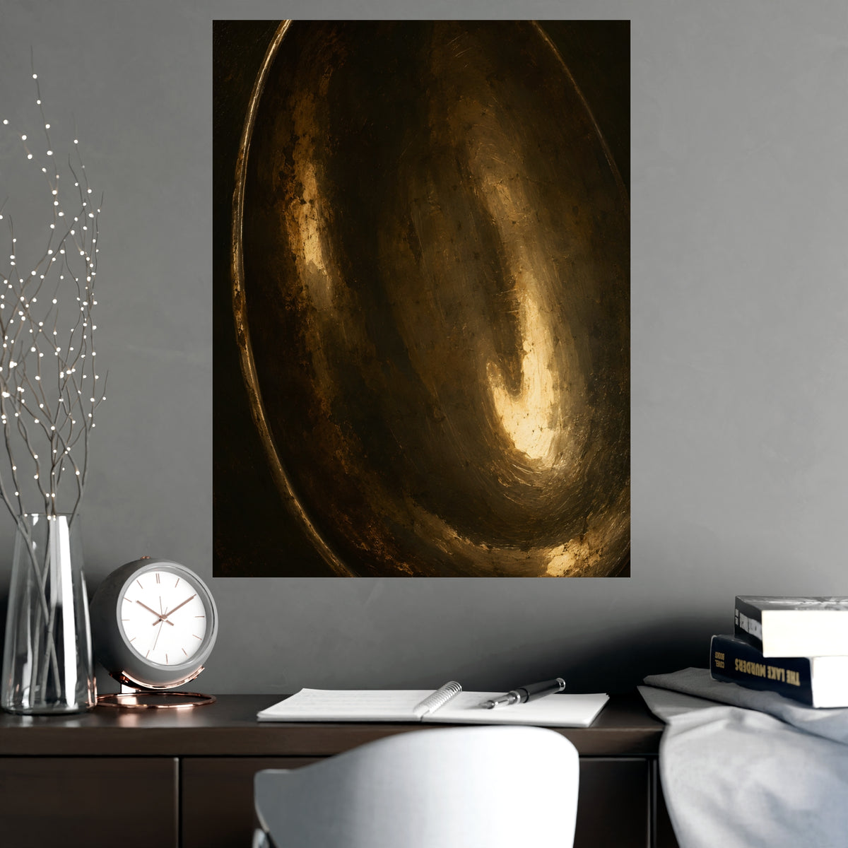 Tarnished Silver — tarnished silver, shown framed on a wall