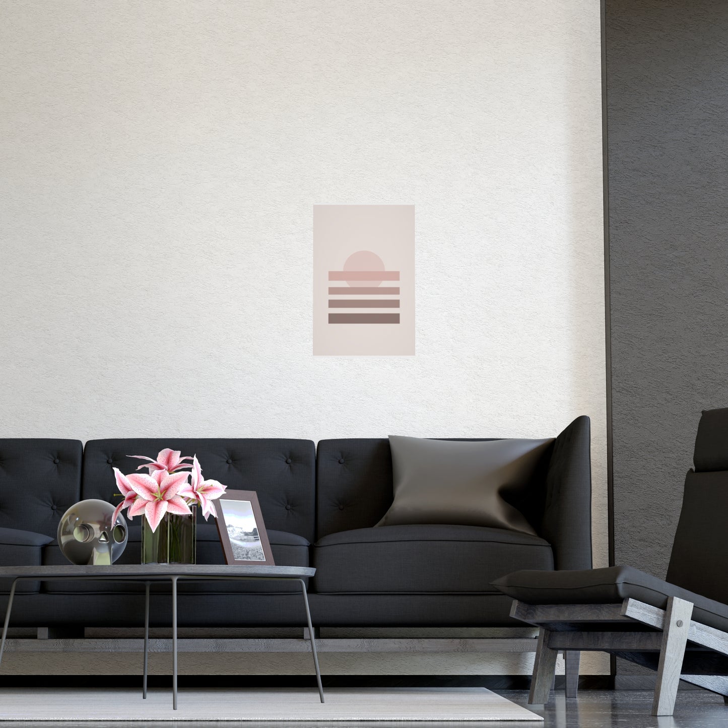 Dusty Rose Sunset Landscape Wall Art | Living Room Print