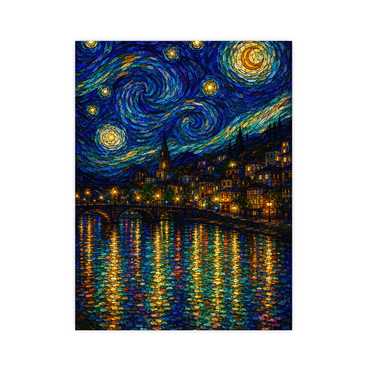 River Town at Night — river town at night, 12x16 in print