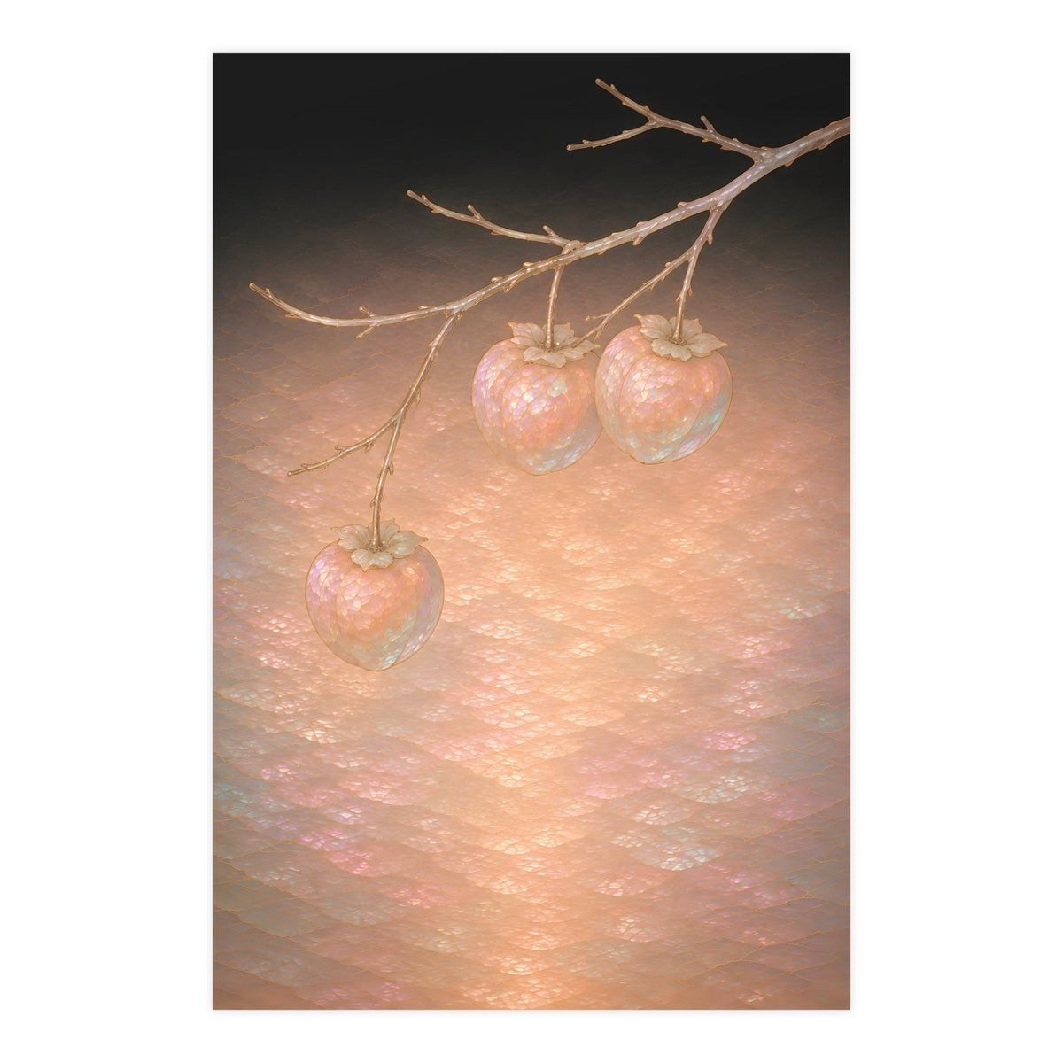 Persimmons on a Bare Branch — persimmons on a bare branch, 24x36 in print