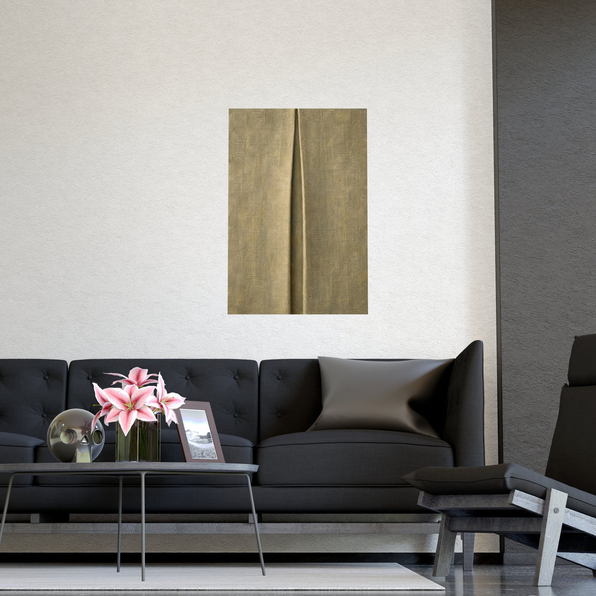 One Pleat — one pleat, shown framed on a wall