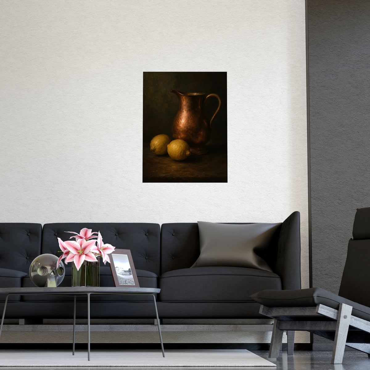 Copper and Lemons — copper and lemons, shown framed on a wall