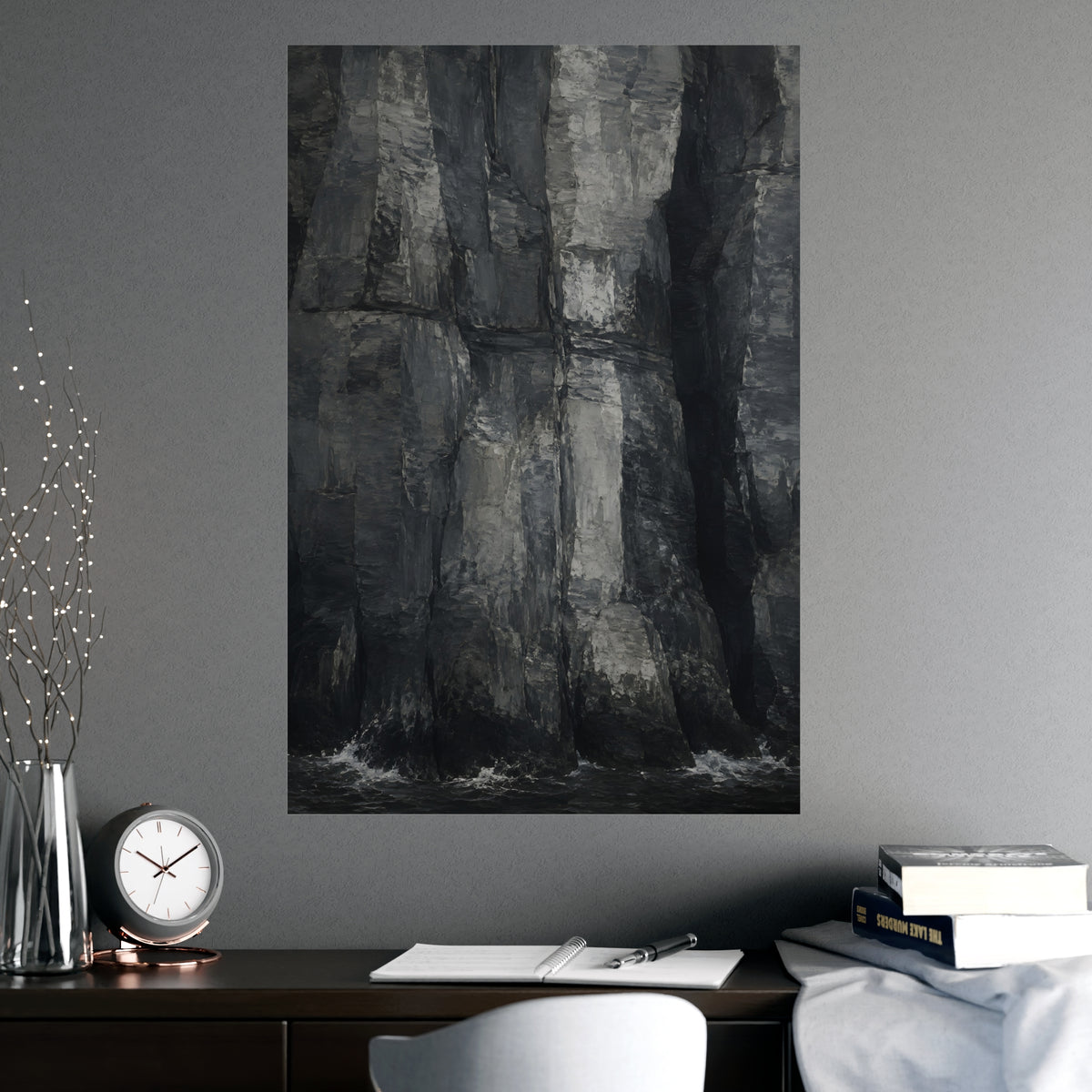 Sea Cliffs — sea cliffs, shown framed on a wall