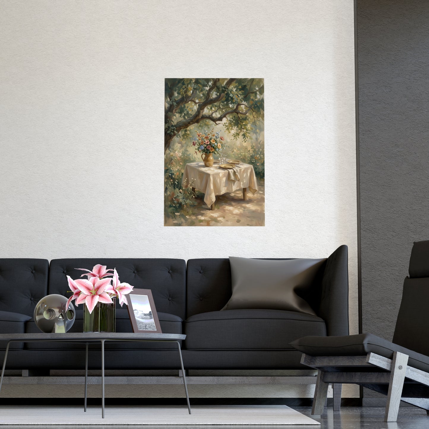 Table dressée sous l'arbre | Affiche Murale Romantique | Peinture