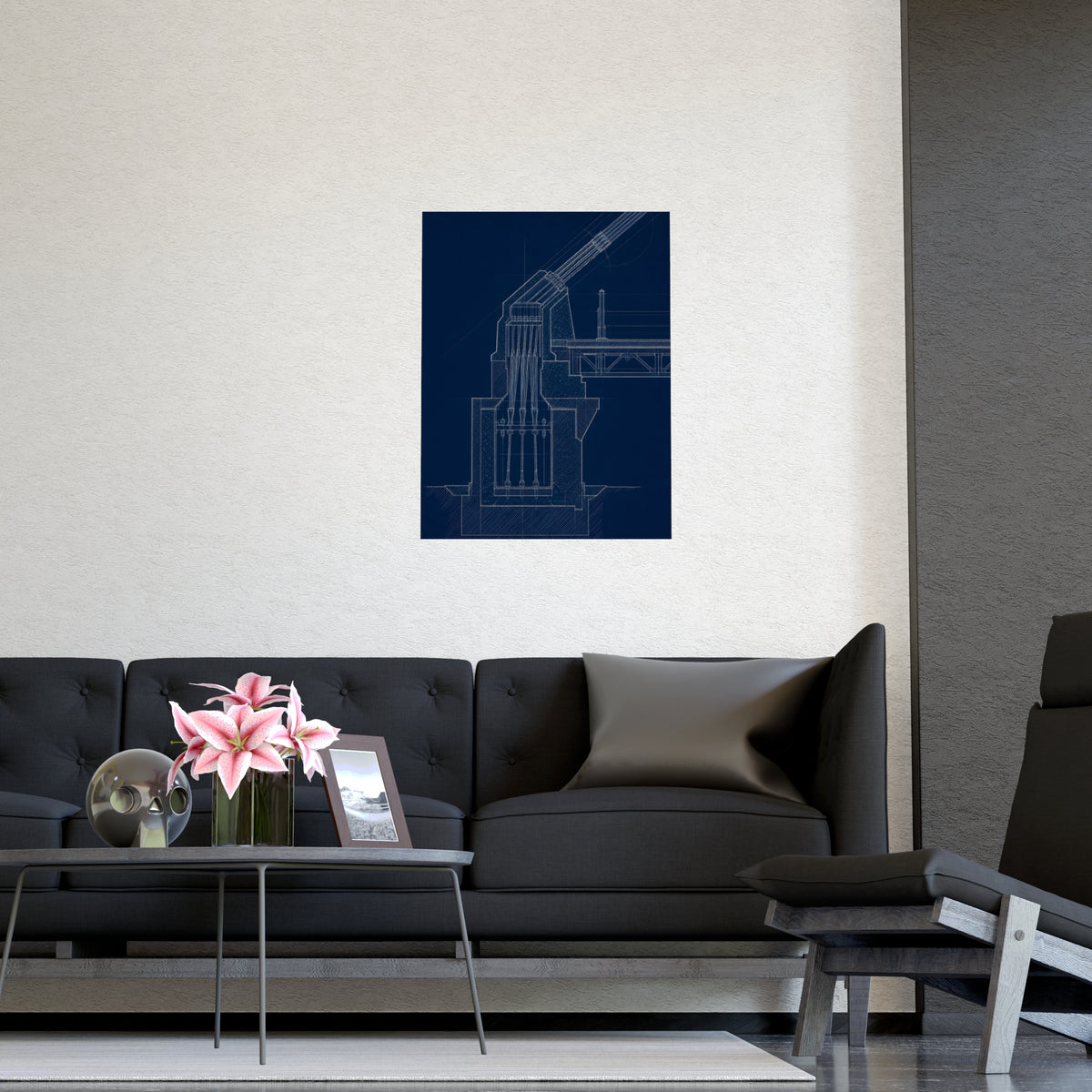Cable Anchorage — cable anchorage, shown framed on a wall