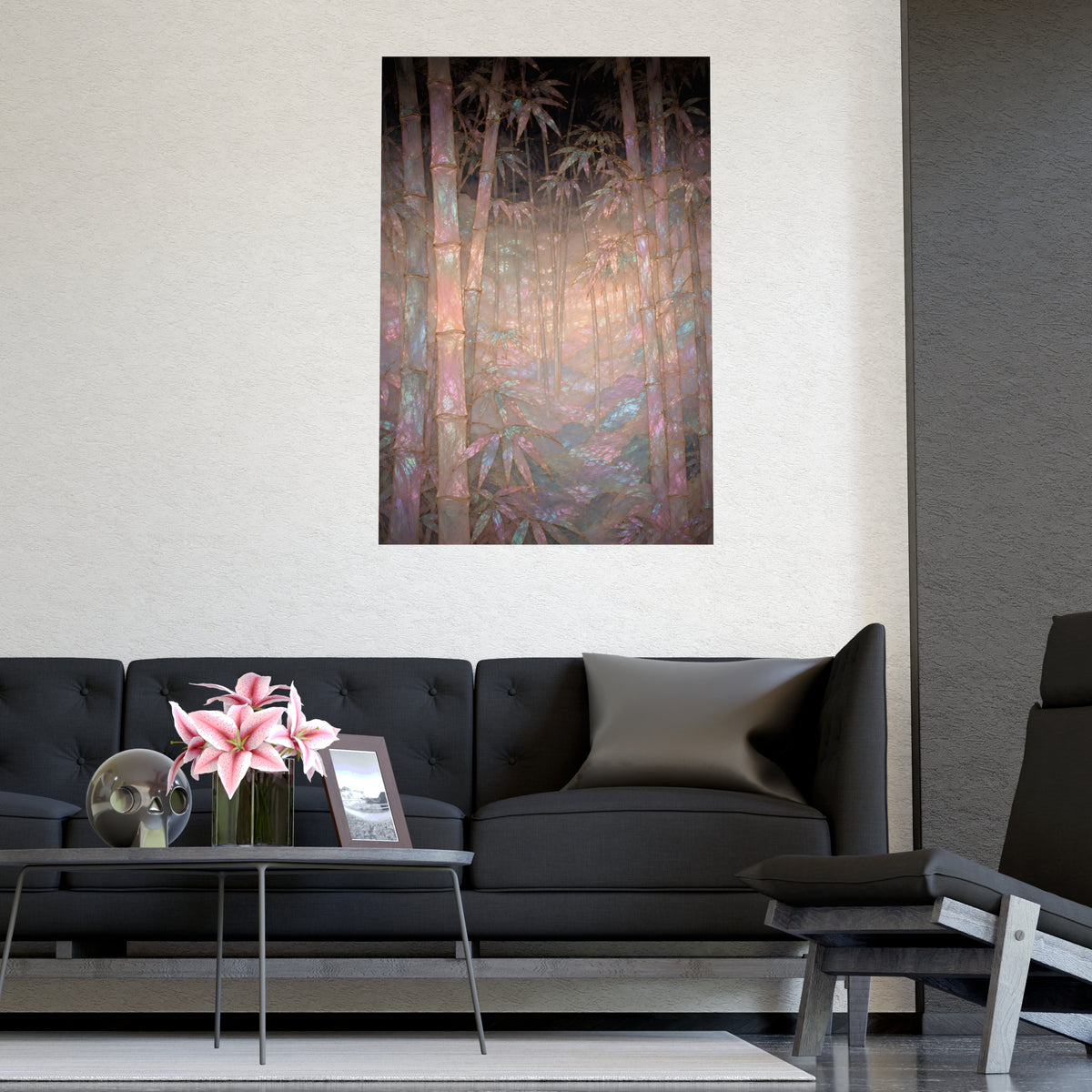 Bamboo in Mist — bamboo in mist, shown framed on a wall