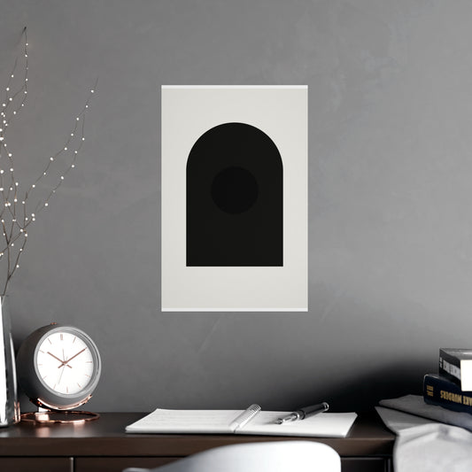 Charcoal Cream Arch Modern Wall Art — arch in a charcoal cream palette, shown framed on a wall