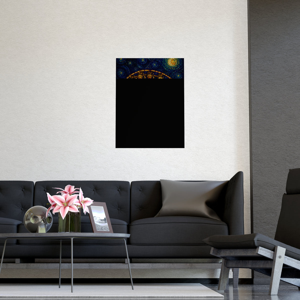 The Wheel at Night — the wheel at night, shown framed on a wall