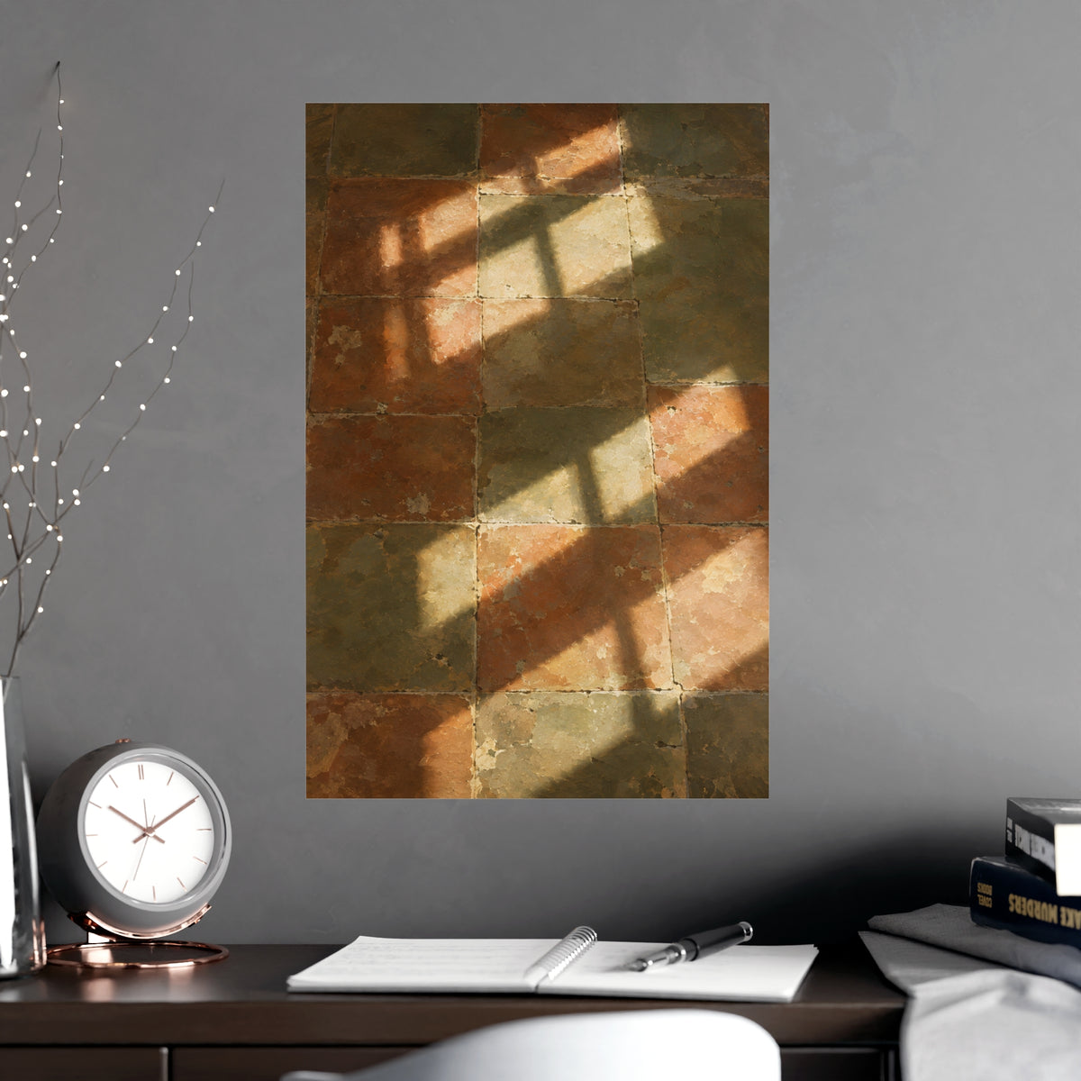 Light on the Tiles — light on the tiles, shown framed on a wall
