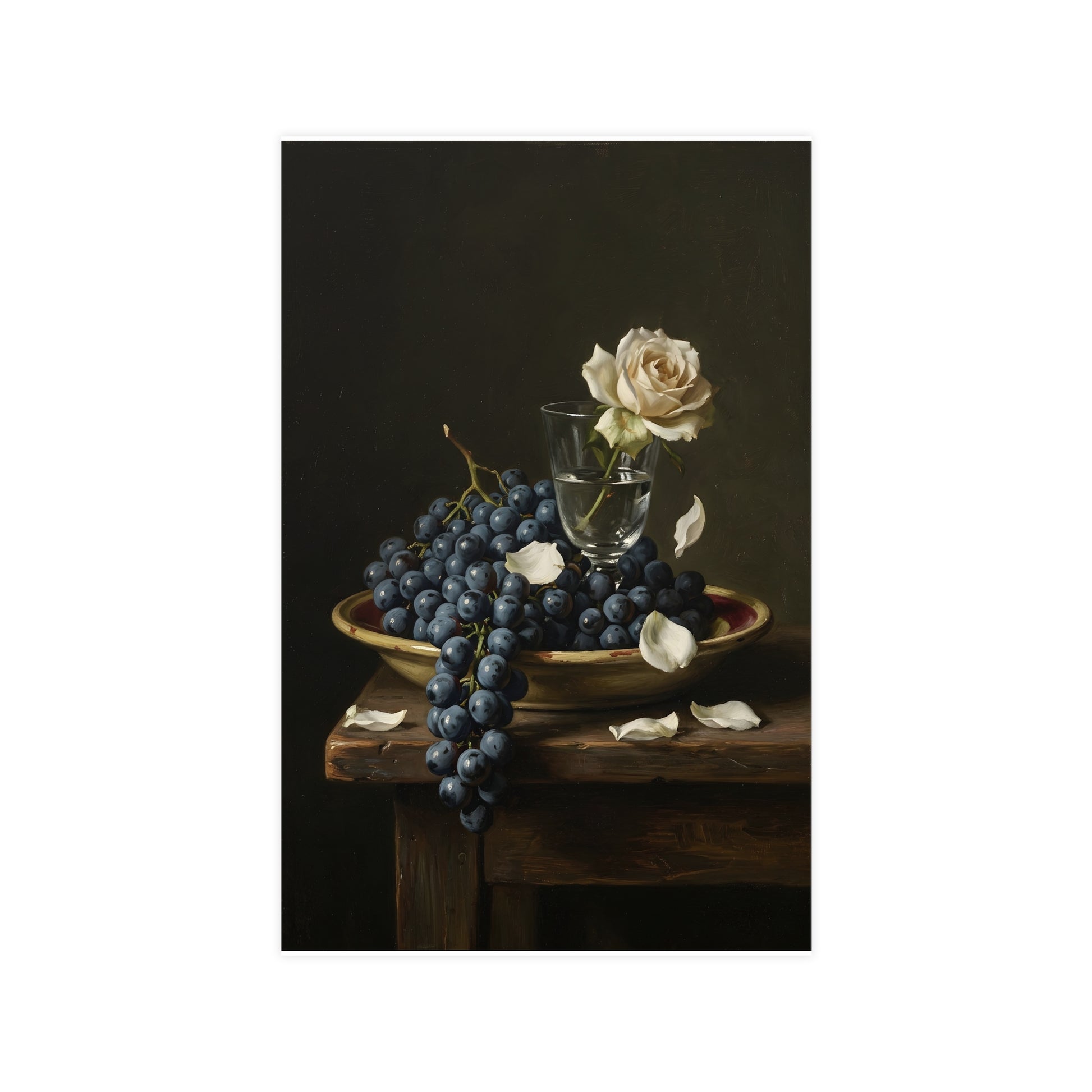 Grapes and a White Rose — grapes and a white rose, 11x17 in print