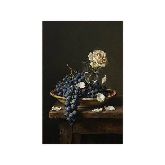 Grapes and a White Rose — grapes and a white rose, 11x17 in print