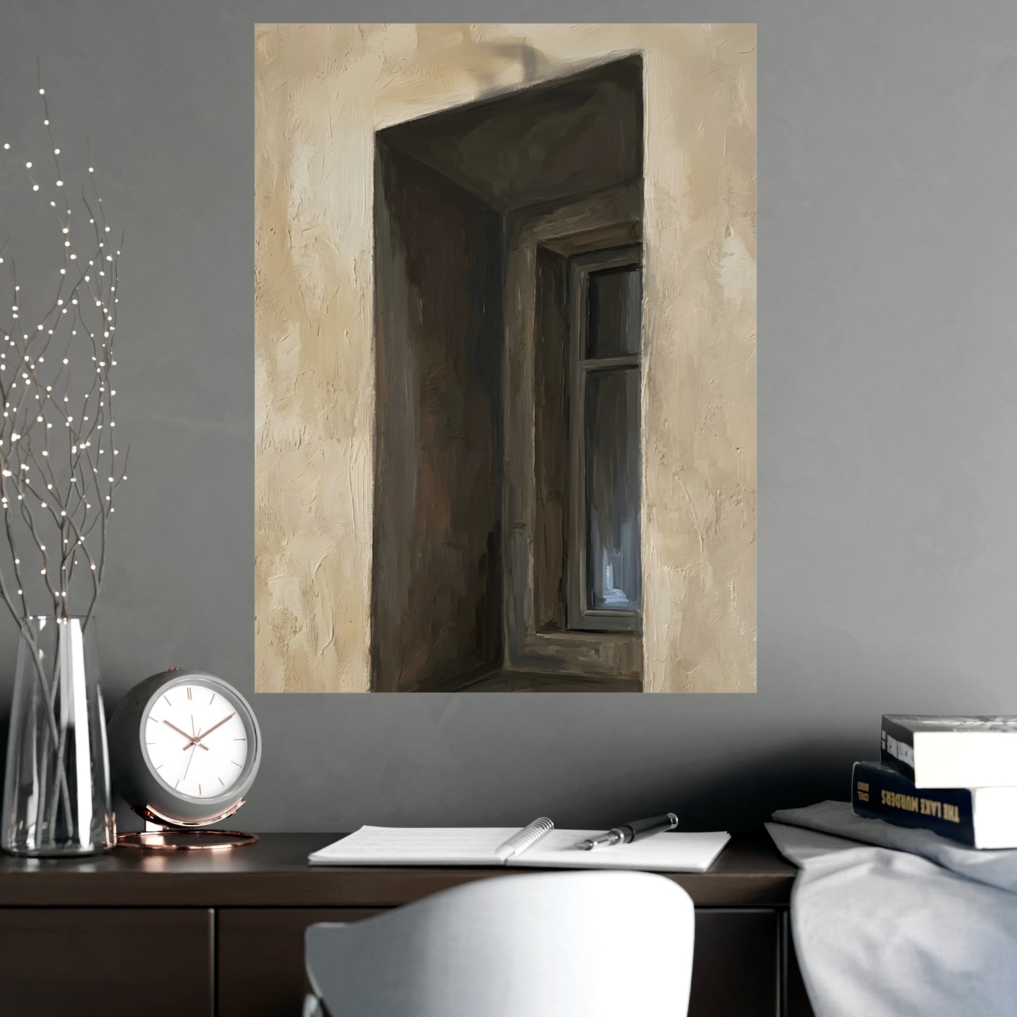 Window Recess framed on a cream wall in a living room, 18x24 in print