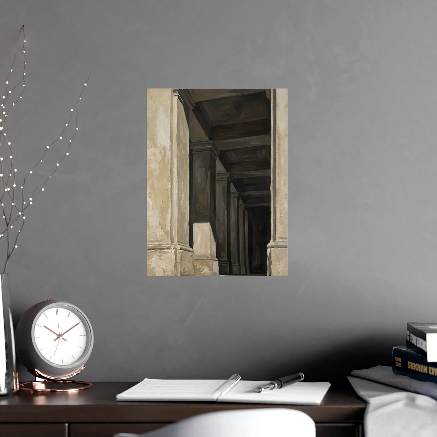 Colonnade on a plain wall, shown at a larger size, 12x18 in print