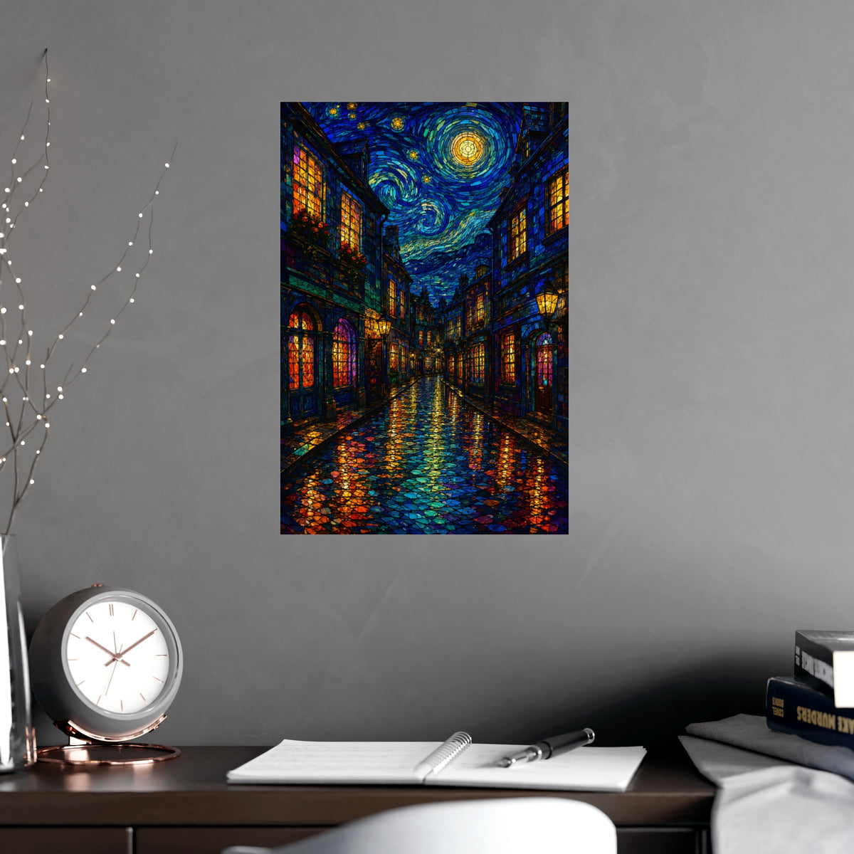 Wet Street — wet street, shown framed on a wall