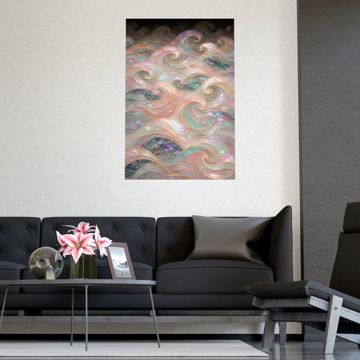 Wave Pattern — wave pattern, shown framed on a wall