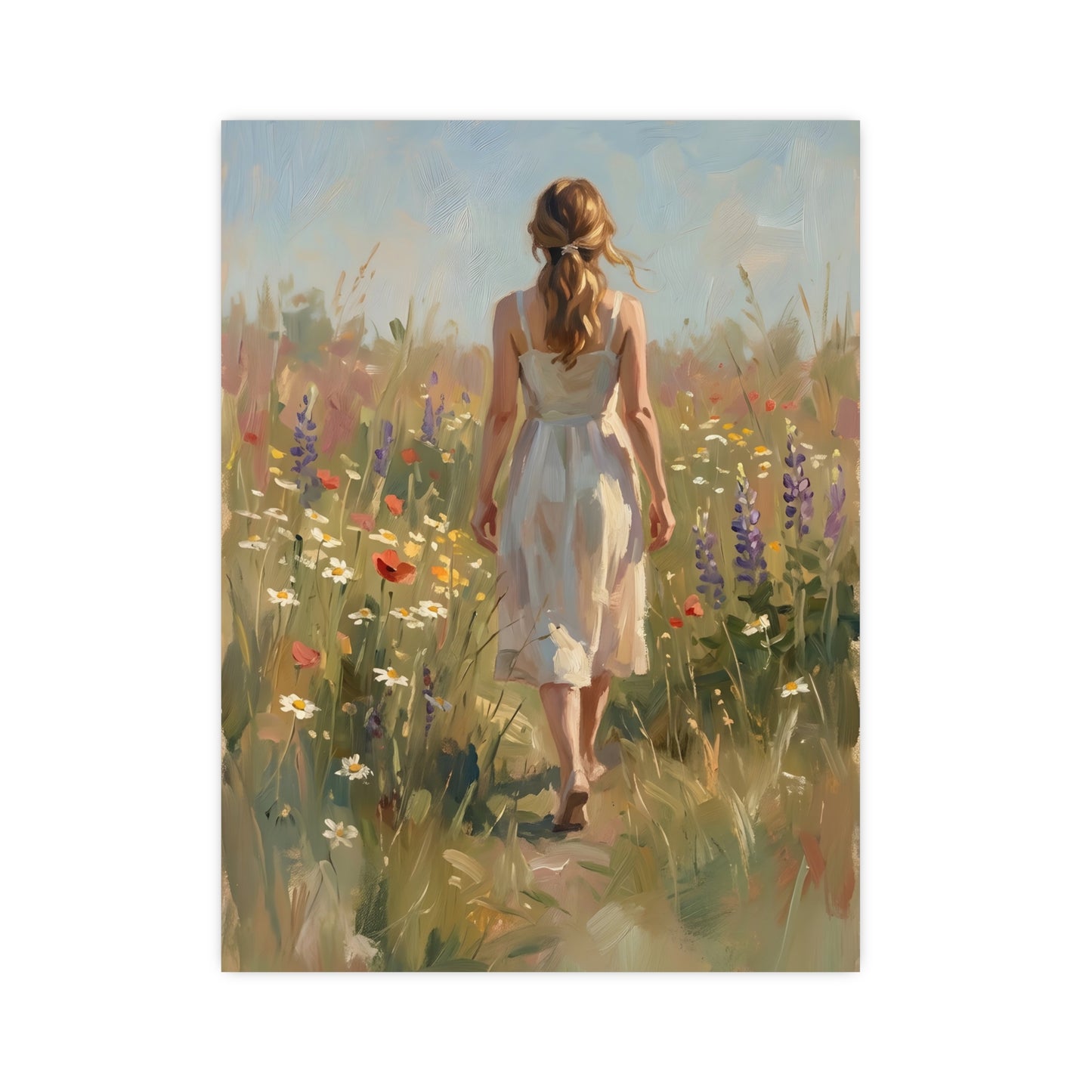 Spaziergang durch die Blumenwiese | Romantisches Wandbild | Kunstdruck