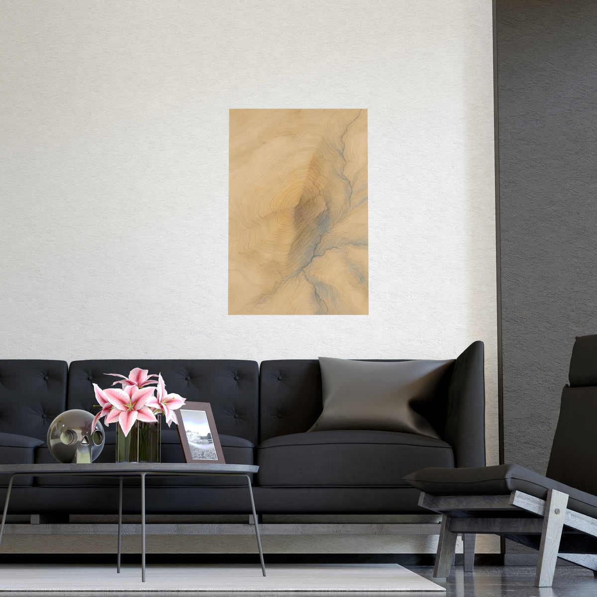 Contour Lines — contour lines, shown framed on a wall