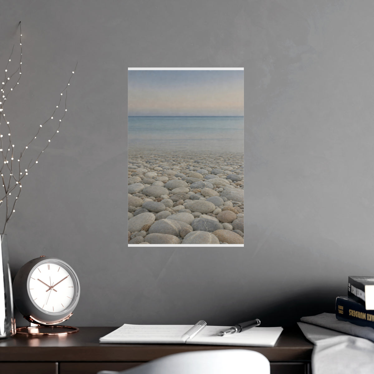 Pebbles Up Close — pebbles up close, shown framed on a wall