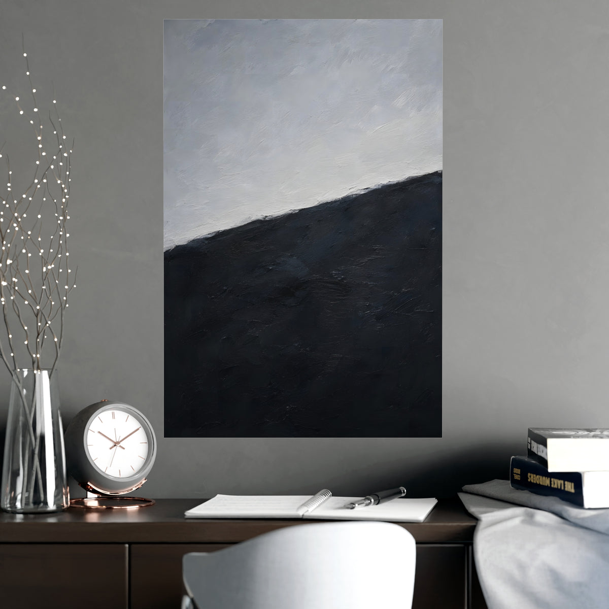 Snow Line — snow line, shown framed on a wall