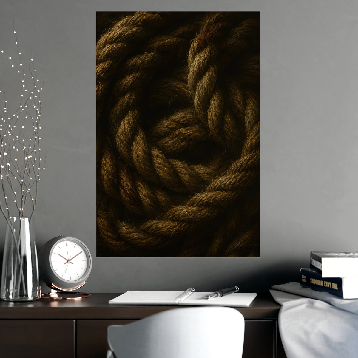 Coil of Rope — coil of rope, shown framed on a wall