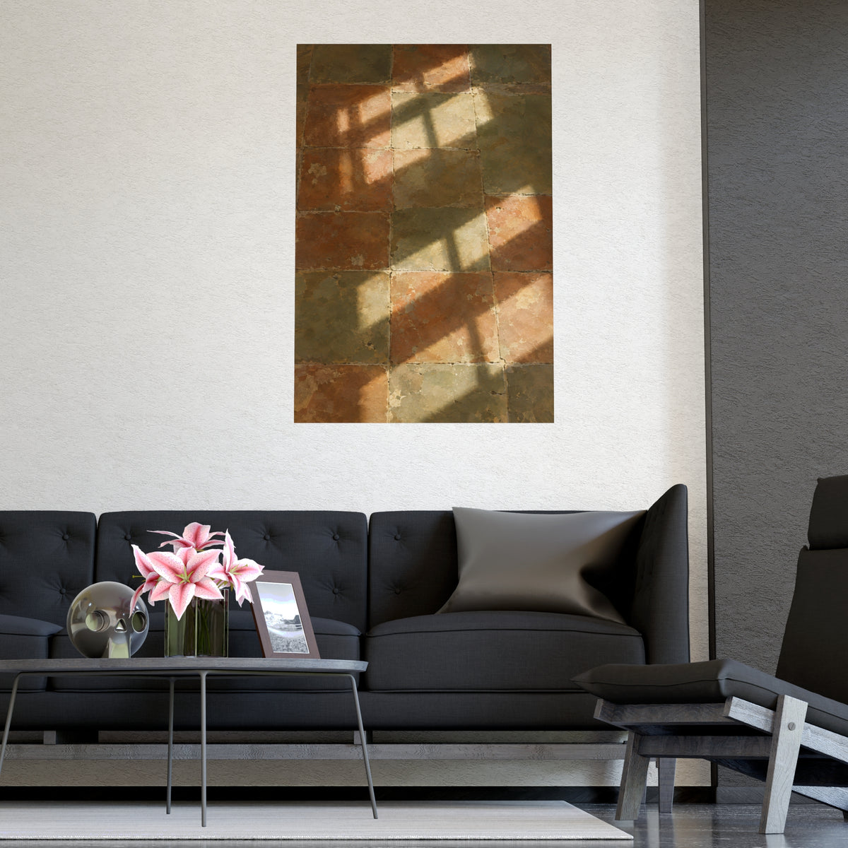 Light on the Tiles — light on the tiles, shown framed on a wall