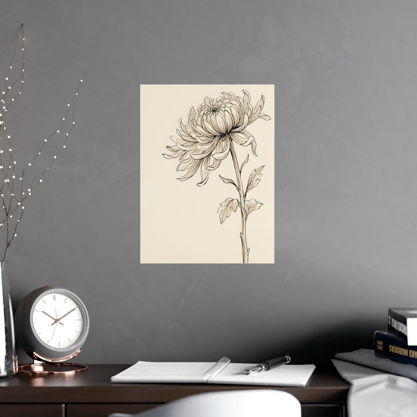 Chrysanthemum | Botanical Line Drawing | Wall Art
