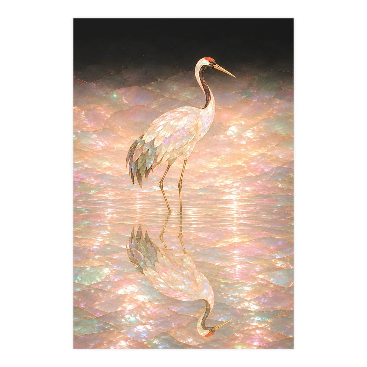 One Crane, Reflected — one crane, reflected, 24x36 in print