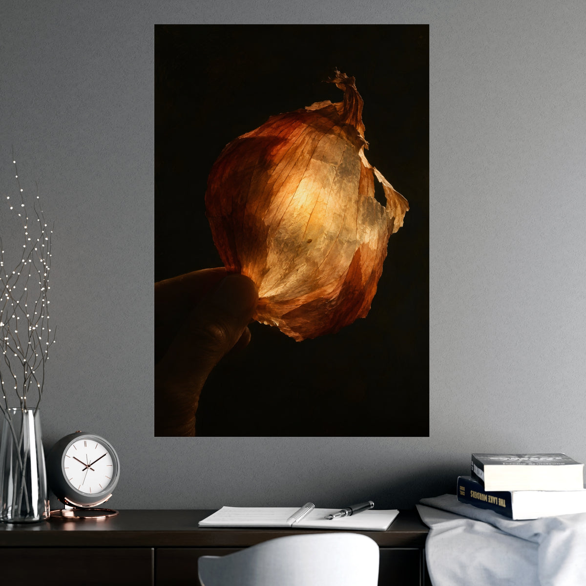 Through the Onion Skin — through the onion skin, shown framed on a wall