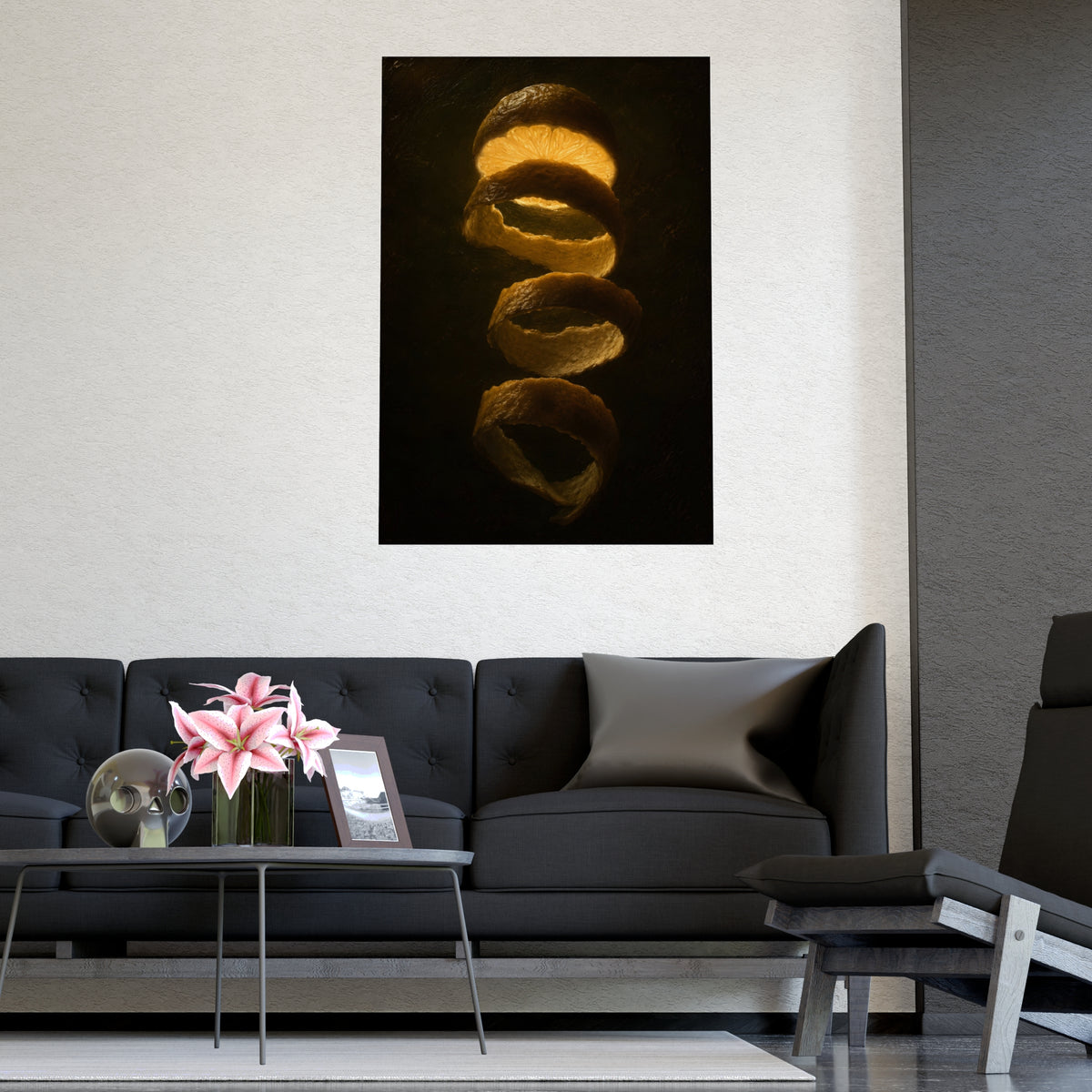 Lemon, Backlit — lemon, backlit, shown framed on a wall