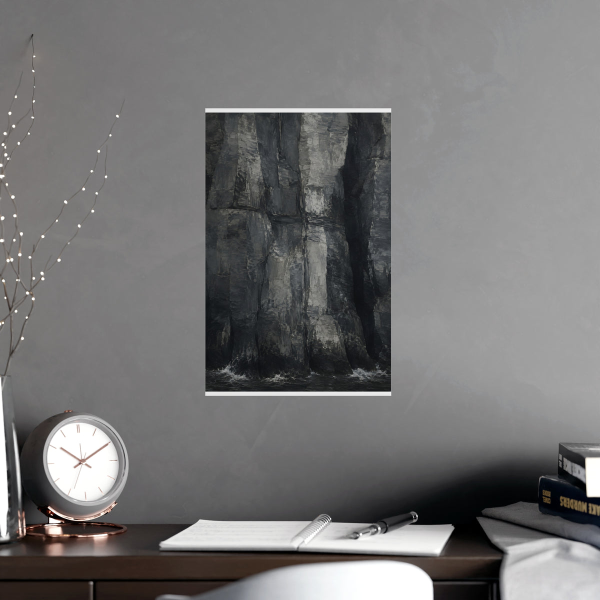 Sea Cliffs — sea cliffs, shown framed on a wall